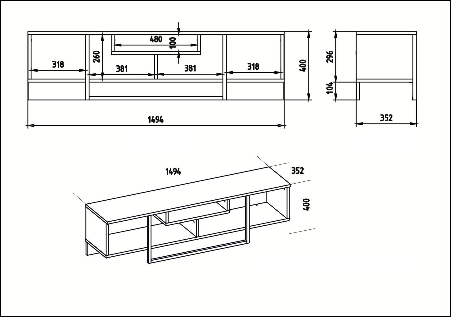 TV laud Kalune Design Asal 150 cm, pruun/must hind ja info | Televiisori alused | hansapost.ee