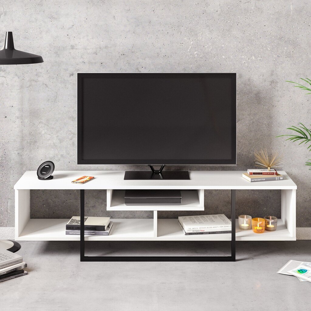 TV laud Kalune Design Asal 150 cm, valge/must цена и информация | Televiisori alused | hansapost.ee