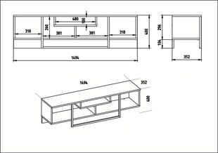 TV laud Kalune Design Asal 150 cm, valge/must hind ja info | Televiisori alused | hansapost.ee