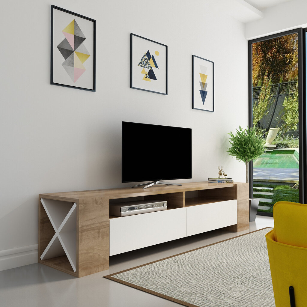 TV laud Kalune Design Sosruko, pruun/valge hind ja info | Televiisori alused | hansapost.ee