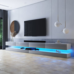 TV laud Selsey Hylia Double, valge/hall LED-valgustusega hind ja info | Televiisori alused | hansapost.ee