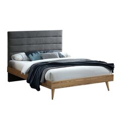 Кровать ROMAN 160x200см, ткань серый/дуб цена и информация | Кровати | hansapost.ee