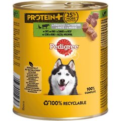 Pedigree Protein+ Adult täiskasvanud koertele koos pardi ja veiselihaga, 12x800 g hind ja info | Koerakonservid | hansapost.ee