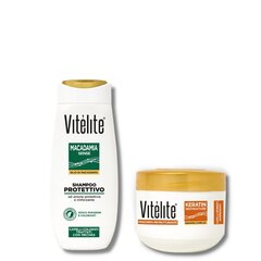Juuksešampooni ja -maski komplekt koos makadaamiaõli ja keratiiniga Vitelite Macadamia, komplektis 2 tk. 250 ml + 150 ml hind ja info | Šampoonid | hansapost.ee