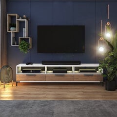 TV-laud valgustusega Selsey Rikke, valge/pruun hind ja info | Televiisori alused | hansapost.ee