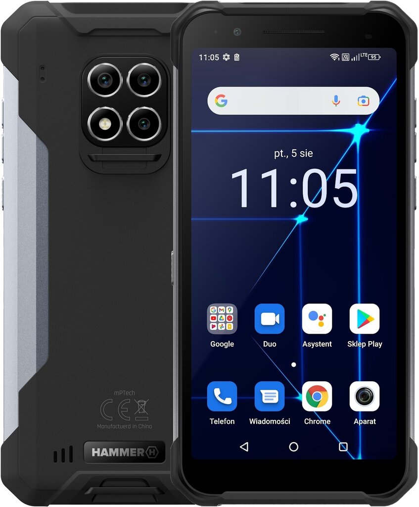 myPhone Hammer Construction Dual SIM 6/128GB Black + Hammer Watch Plus цена и информация | Telefonid | hansapost.ee