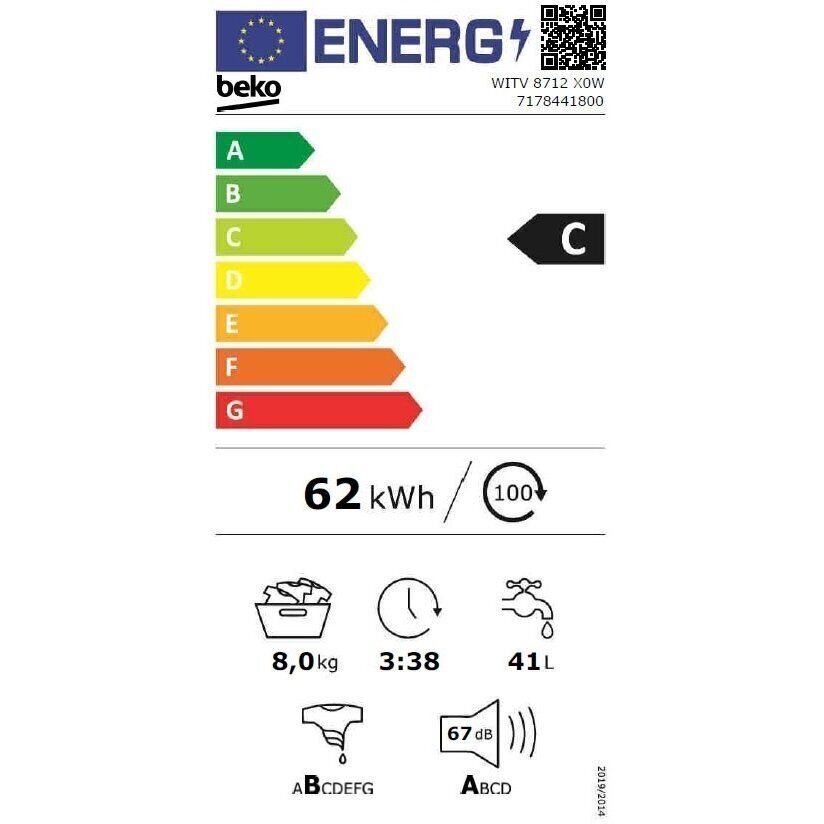 Beko WITV8712X0W цена и информация | Pesumasinad | hansapost.ee