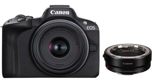 Canon Eos R50 + Rf-S 18-45mm f/4.5-6.3 IS Stm + Mount Adapter Ef-Eos R hind ja info | Fotoaparaadid | hansapost.ee