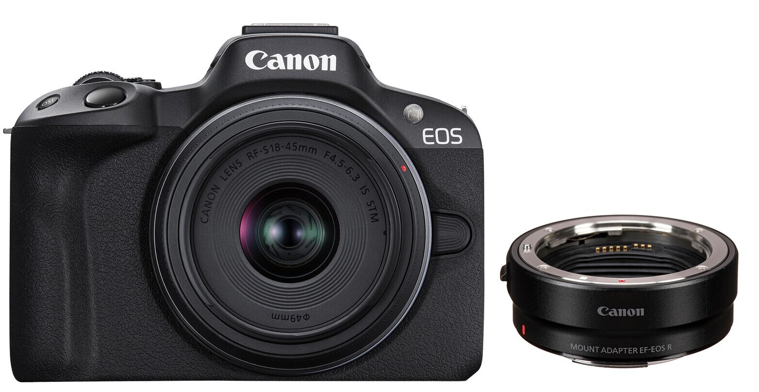 Canon Eos R50 + Rf-S 18-45mm f/4.5-6.3 IS Stm + Mount Adapter Ef-Eos R цена и информация | Fotoaparaadid | hansapost.ee