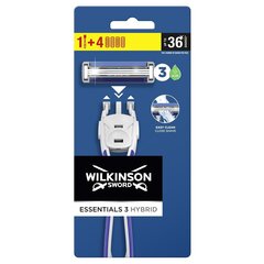 Бритвенный набор Wilkinson Essentials 3 Hybrid: бритва, 1 шт + бритвенные головки, 4 шт цена и информация | Wilkinson Духи, косметика | hansapost.ee