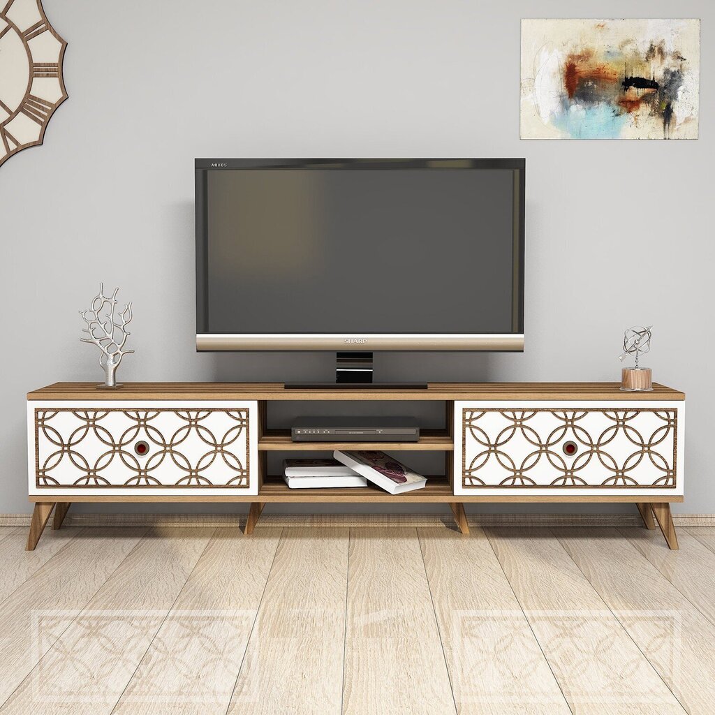 TV-laud Kalune Design 845, 180 cm, pruun/valge цена и информация | Televiisori alused | hansapost.ee