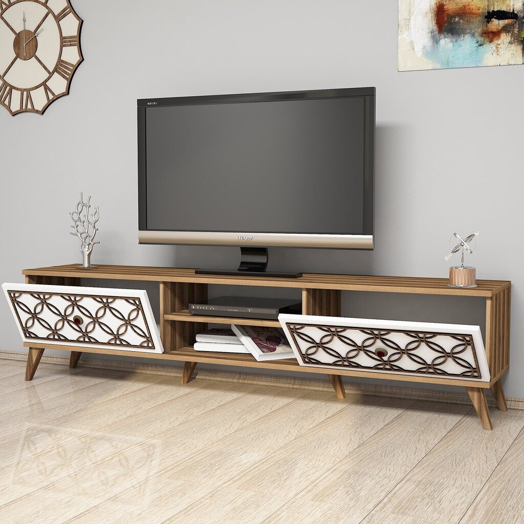 TV-laud Kalune Design 845, 180 cm, pruun/valge цена и информация | Televiisori alused | hansapost.ee