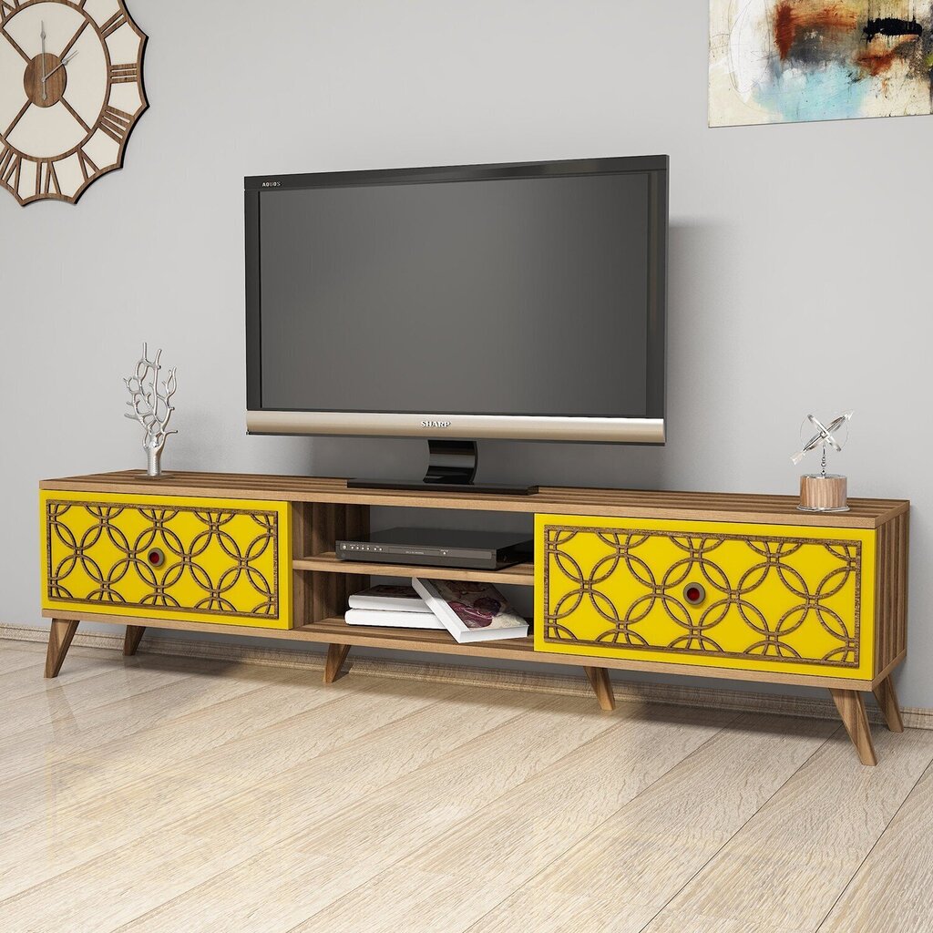 TV-laud Kalune Design 845, 180 cm, pruun/kollane цена и информация | Televiisori alused | hansapost.ee