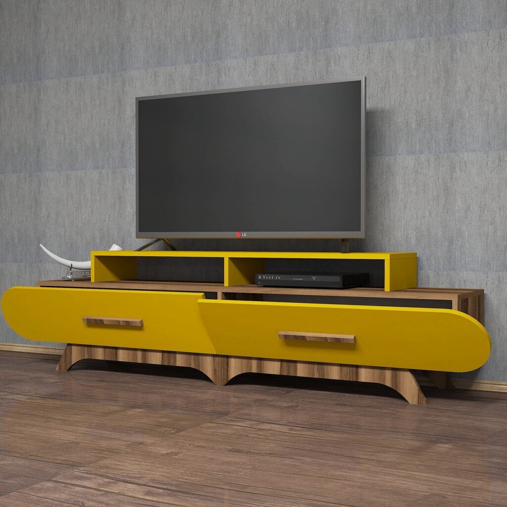 TV-laud Kalune Design 845, 205 cm, pruun/kollane цена и информация | Televiisori alused | hansapost.ee