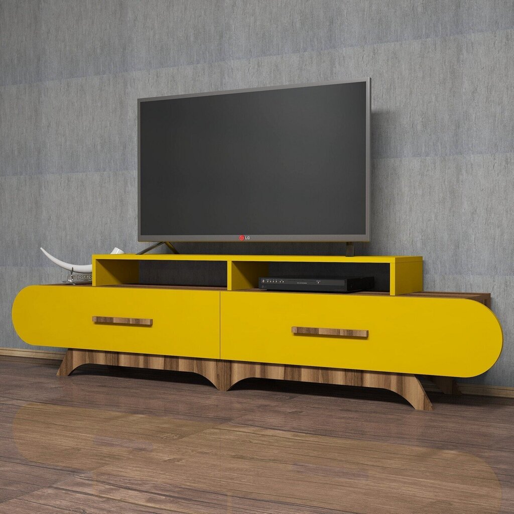 TV-laud Kalune Design 845, 205 cm, pruun/kollane hind ja info | Televiisori alused | hansapost.ee