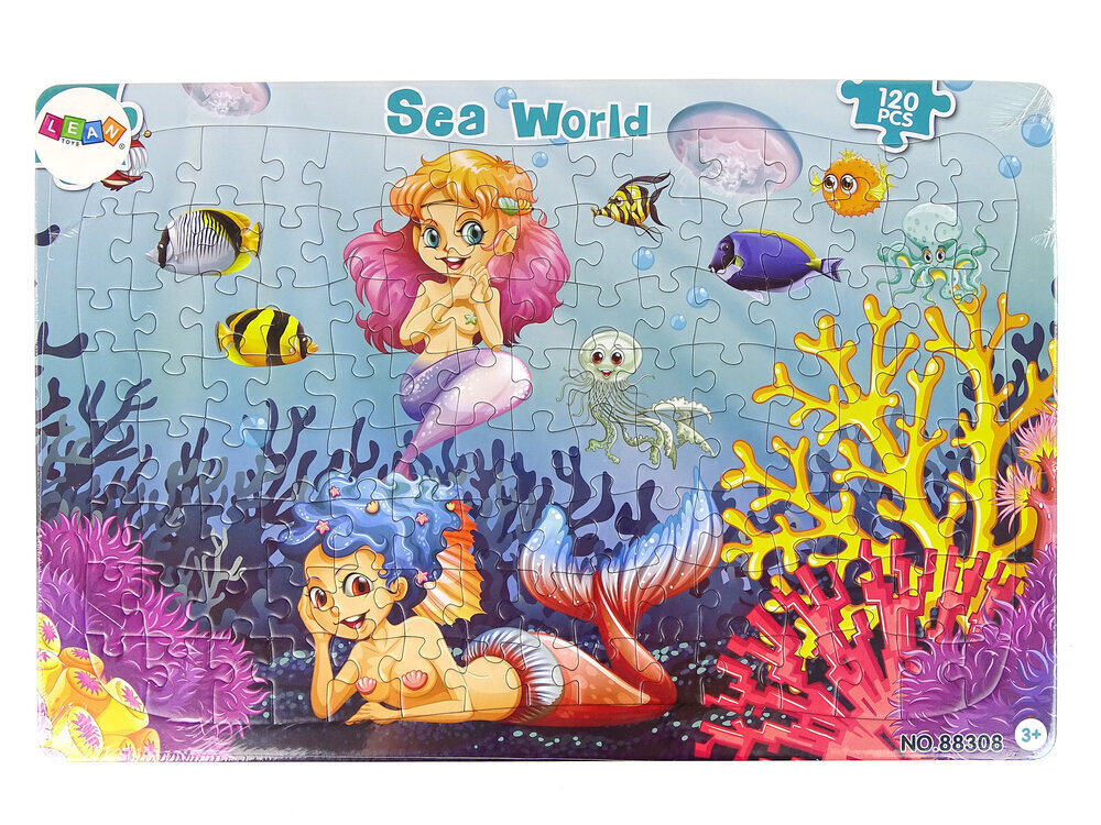 Hariv pusle LeanToys Sea World Mermaid, 120 tk цена и информация | Pusled lastele ja täiskasvanutele | hansapost.ee