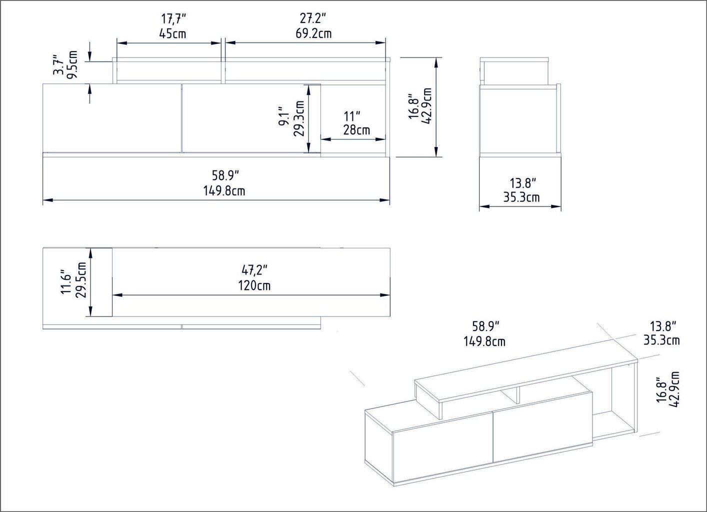 TV-laud Kalune Design Nexera, must / pruun hind ja info | Televiisori alused | hansapost.ee