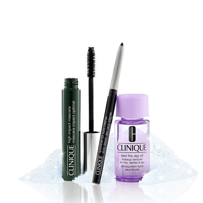 Dekoratiivkosmeetika kinkekomplekt Clinique High Impact Mascara Set: ripsmetušš Mascara Impact Optimal, 7 ml + silmapliiats Quickliner For Eyes Intense, 0,14 g + meigieemaldaja Makeup Remover For Lids, Lashes & Lips, 30 ml hind ja info | Lauvärvid, ripsmetušid ja silmapliiatsid | hansapost.ee