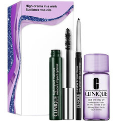 Dekoratiivkosmeetika kinkekomplekt Clinique High Impact Mascara Set: ripsmetušš Mascara Impact Optimal, 7 ml + silmapliiats Quickliner For Eyes Intense, 0,14 g + meigieemaldaja Makeup Remover For Lids, Lashes & Lips, 30 ml hind ja info | Lauvärvid, ripsmetušid ja silmapliiatsid | hansapost.ee