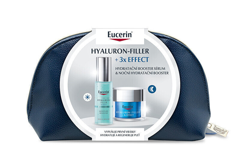 Näohoolduse kinkekomplekt Eucerin Hyaluron-Filler + 3x Effect naistele: niisutav seerum, 30 ml + öökreem 50 ml + kosmeetikakott hind ja info | Näokreemid | hansapost.ee