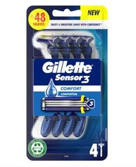 Набор бритвенных лезвий Gillette Sensor 3 ComfortGel, 4 штуки цена и информация | Средства для бритья и косметика | hansapost.ee