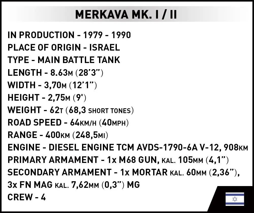 Merkava Mk. 1/2 hind ja info | Klotsid ja konstruktorid | hansapost.ee