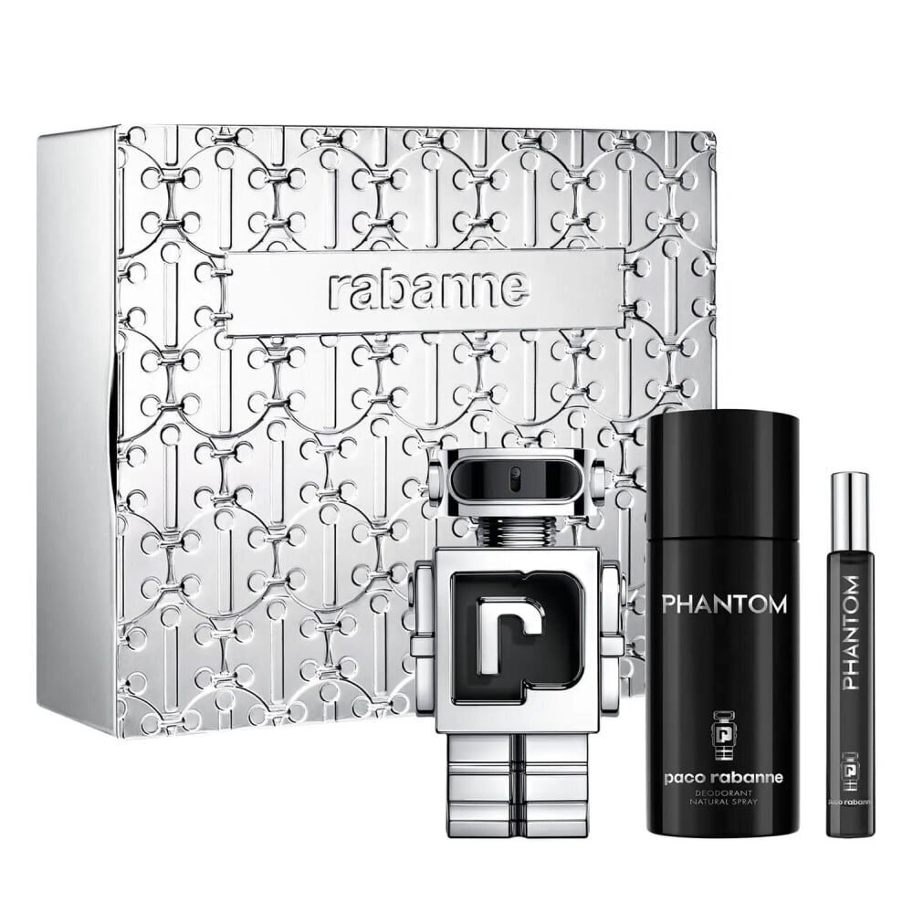 Kosmeetikakomplekt Paco Rabanne Phantom meestele: tualettvesi EDT, 100 ml + deodorant, 150 ml + tualettvesi EDT, 10 ml цена и информация | Parfüümid meestele | hansapost.ee