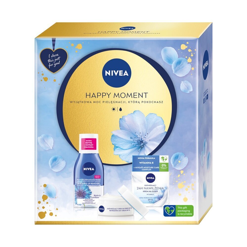 Kosmeetikakomplekt Nivea Happy Moment: päevakreem, 50 ml + meigieemaldaja, 125 ml цена и информация | Näokreemid | hansapost.ee