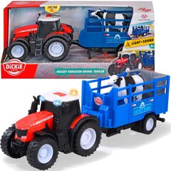Interaktiivne traktor põllumajanduslik sõiduk koos haagisega + lehma figuur Valgus Heli hind ja info | Mänguasjad poistele | hansapost.ee
