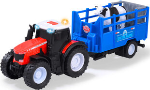 Interaktiivne traktor põllumajanduslik sõiduk koos haagisega + lehma figuur Valgus Heli цена и информация | Игрушки для мальчиков | hansapost.ee