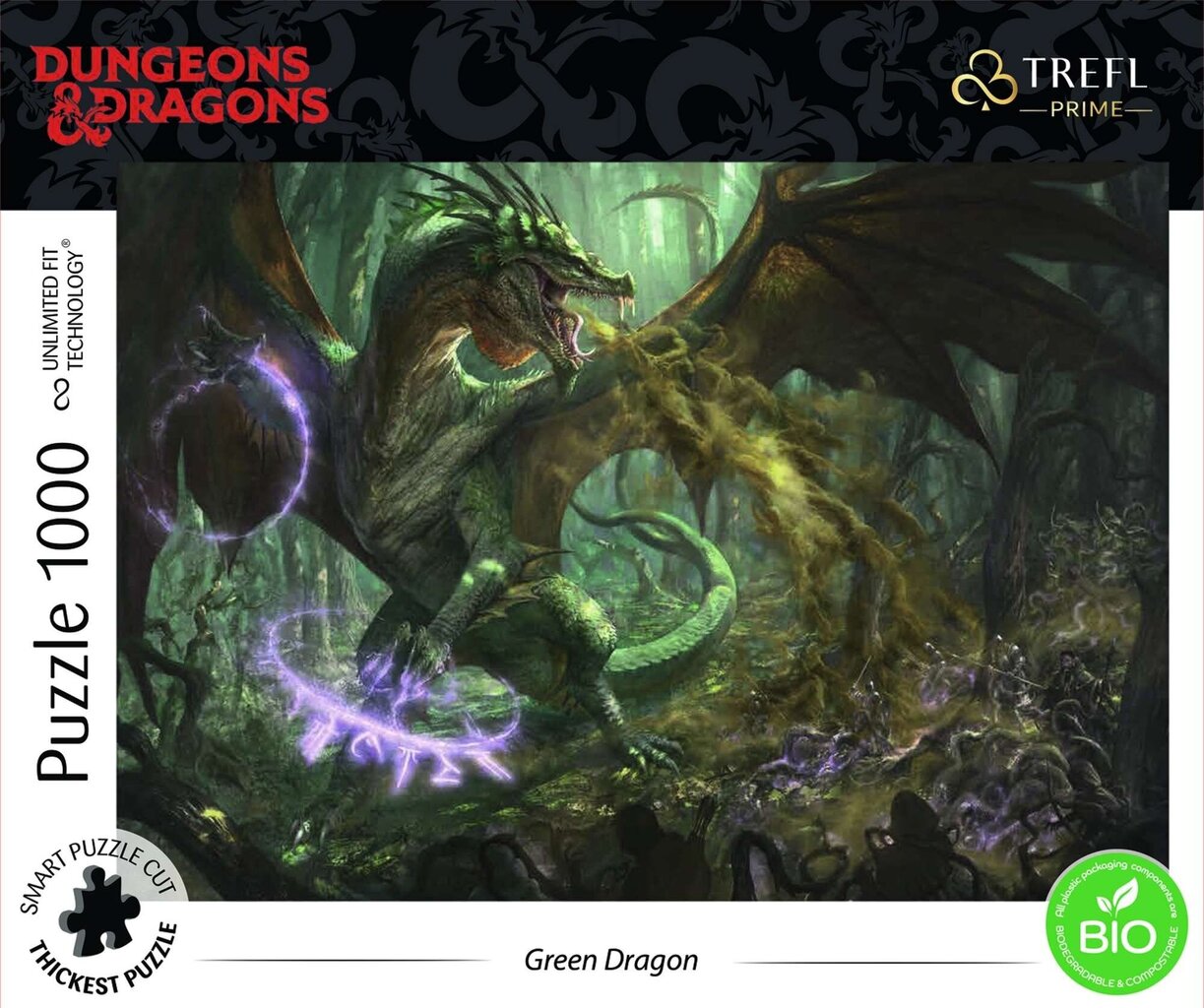 Puzzle Green Dragon Trefl 1000 tk Dungeons & Dragons hind ja info | Pusled lastele ja täiskasvanutele | hansapost.ee