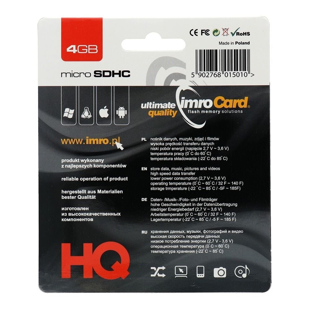 Imro microSD 4GB цена и информация | Fotoaparaatide mälukaardid | hansapost.ee