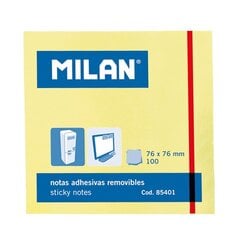 Märkmik Milan Kollane Isekleepuvad (7,6 x 7,6 cm) цена и информация | Тетради и бумажные товары | hansapost.ee