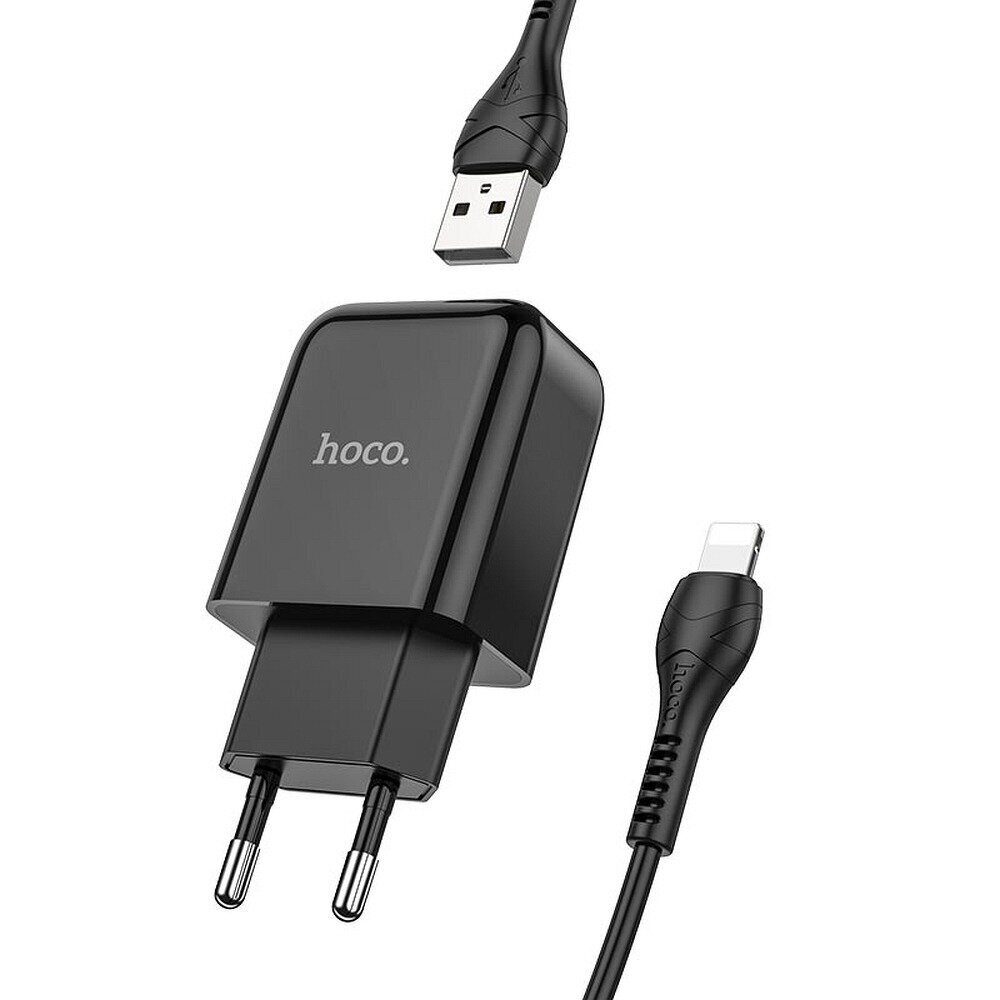 Asenduslaadija Hoco N2 Iphone Lighning 10,5W 2.1A koos 1m pikkuse kaabliga цена и информация | Mobiiltelefonide kaablid | hansapost.ee