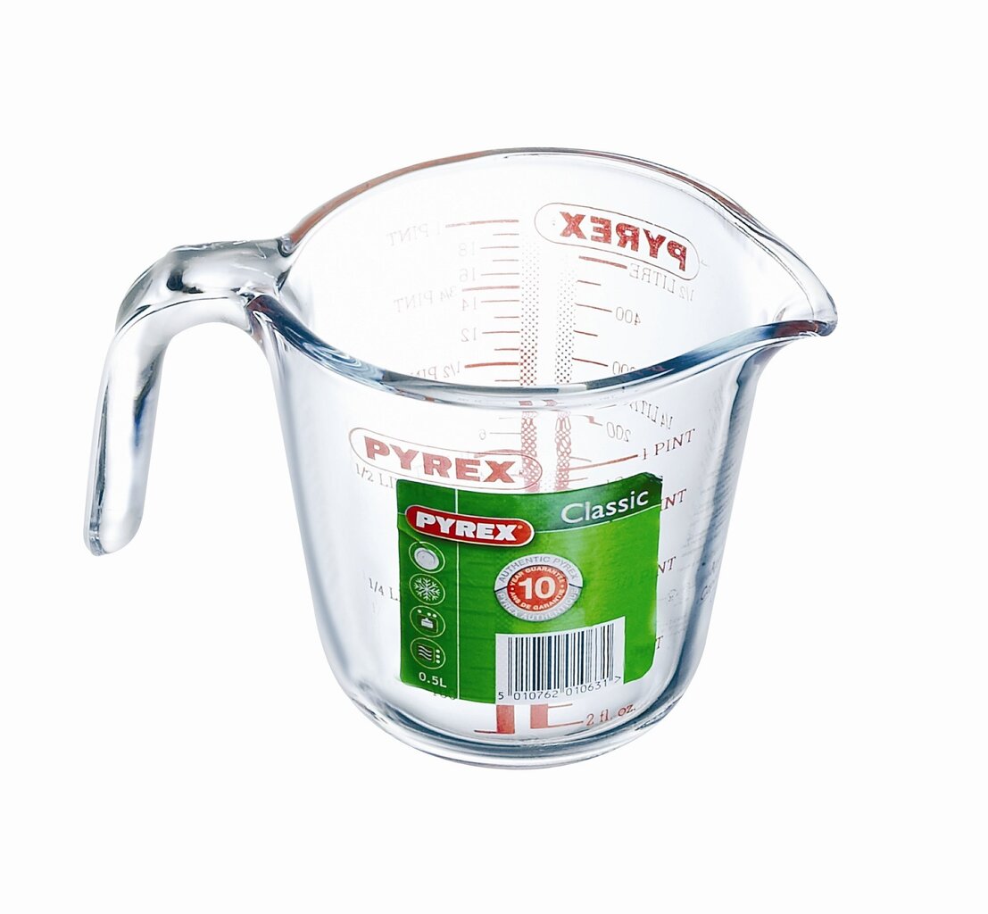 Mõõdukann Pyrex Classic Vidrio Läbipaistev Klaas: Maht - 0,5 l hind ja info | Köögitarbed | hansapost.ee