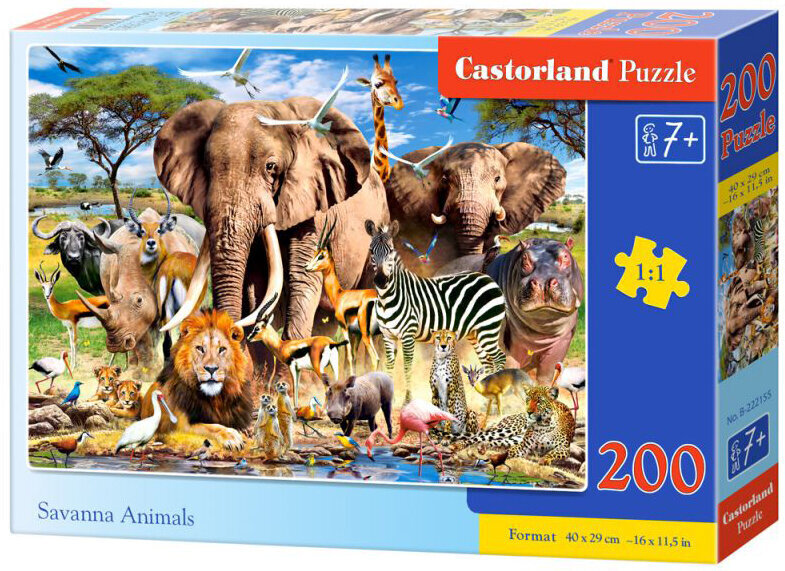 Pusle 200 Savanna Animals 222155 цена и информация | Pusled lastele ja täiskasvanutele | hansapost.ee