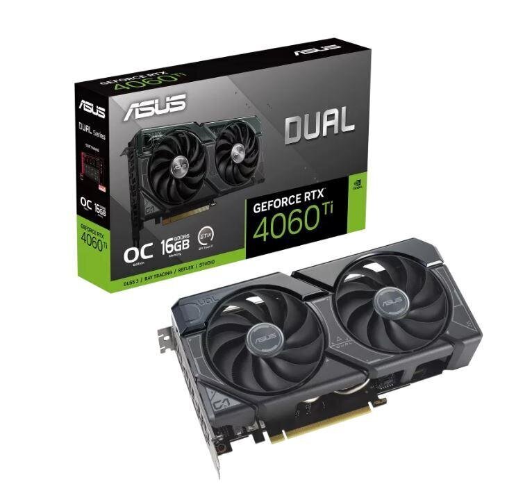 Asus Dual GeForce RTX 4060 Ti OC Edition (DUAL-RTX4060TI-O16G ) цена и информация | Videokaardid | hansapost.ee