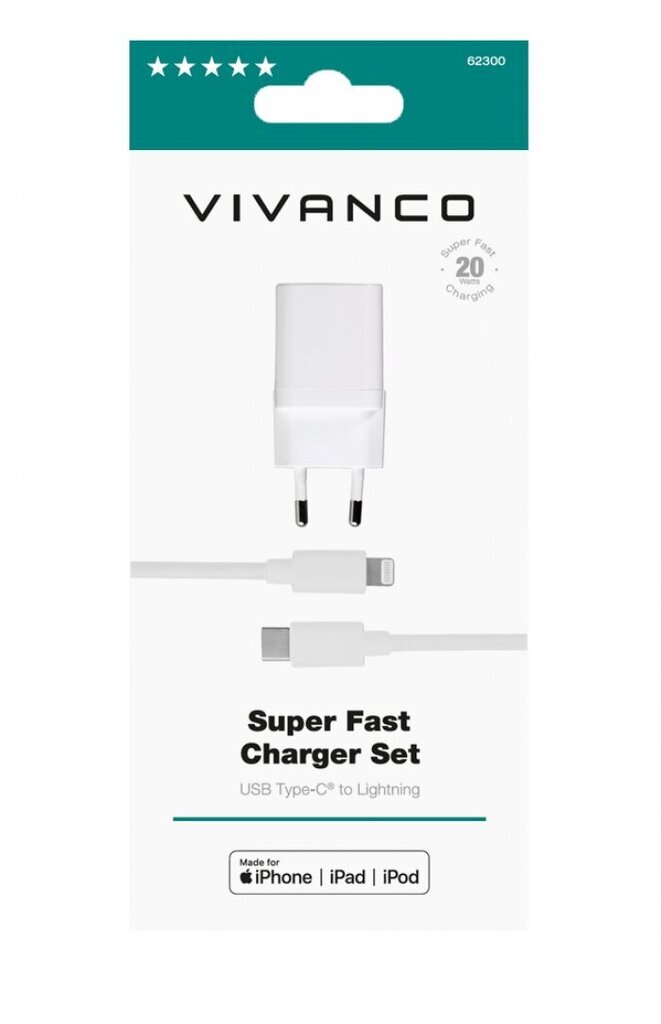 Laadija Vivanco USB Type C / Lightning for Apple, 20W цена и информация | Laadijad mobiiltelefonidele | hansapost.ee