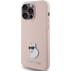 Karl Lagerfeld KLHCP15XSMHCNPP iPhone 15 Pro Max 6.7" różowy|pink Silicone Choupette Metal Pin цена и информация | Чехлы для телефонов | hansapost.ee