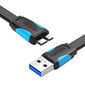 Vention VAS-A12-B025, Flat USB 3.0 A to Micro-B, 0.25m цена и информация | Juhtmed ja kaablid | hansapost.ee