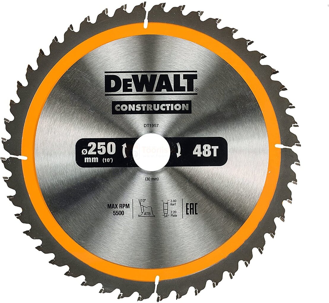 Saeketas DeWalt 250x30mm x 48z - DT1957 цена и информация | Elektrilised saed, ketassaed ja tarvikud | hansapost.ee