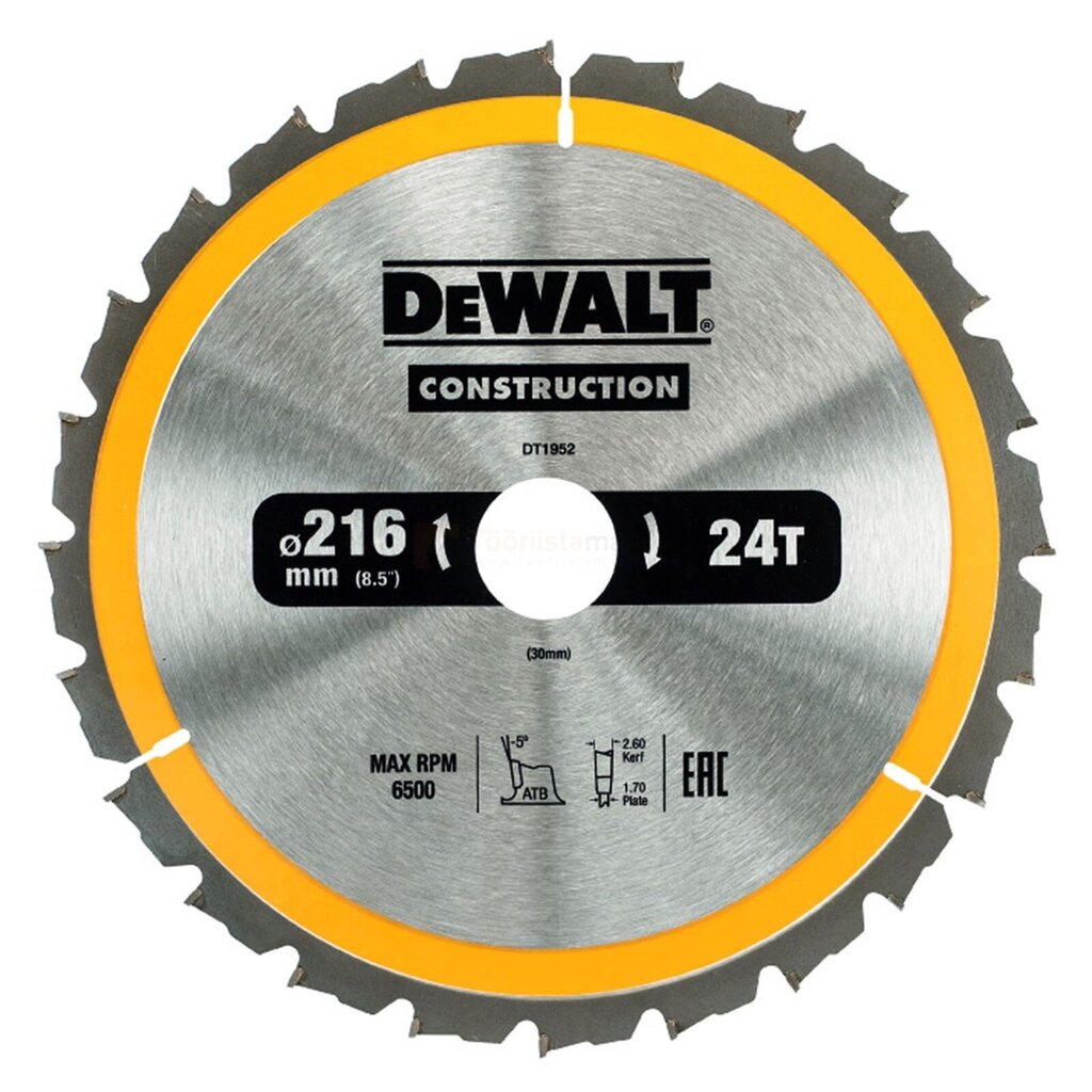 Saeketas DeWalt 216x30 mm x 24z - DT1952 цена и информация | Elektrilised saed, ketassaed ja tarvikud | hansapost.ee