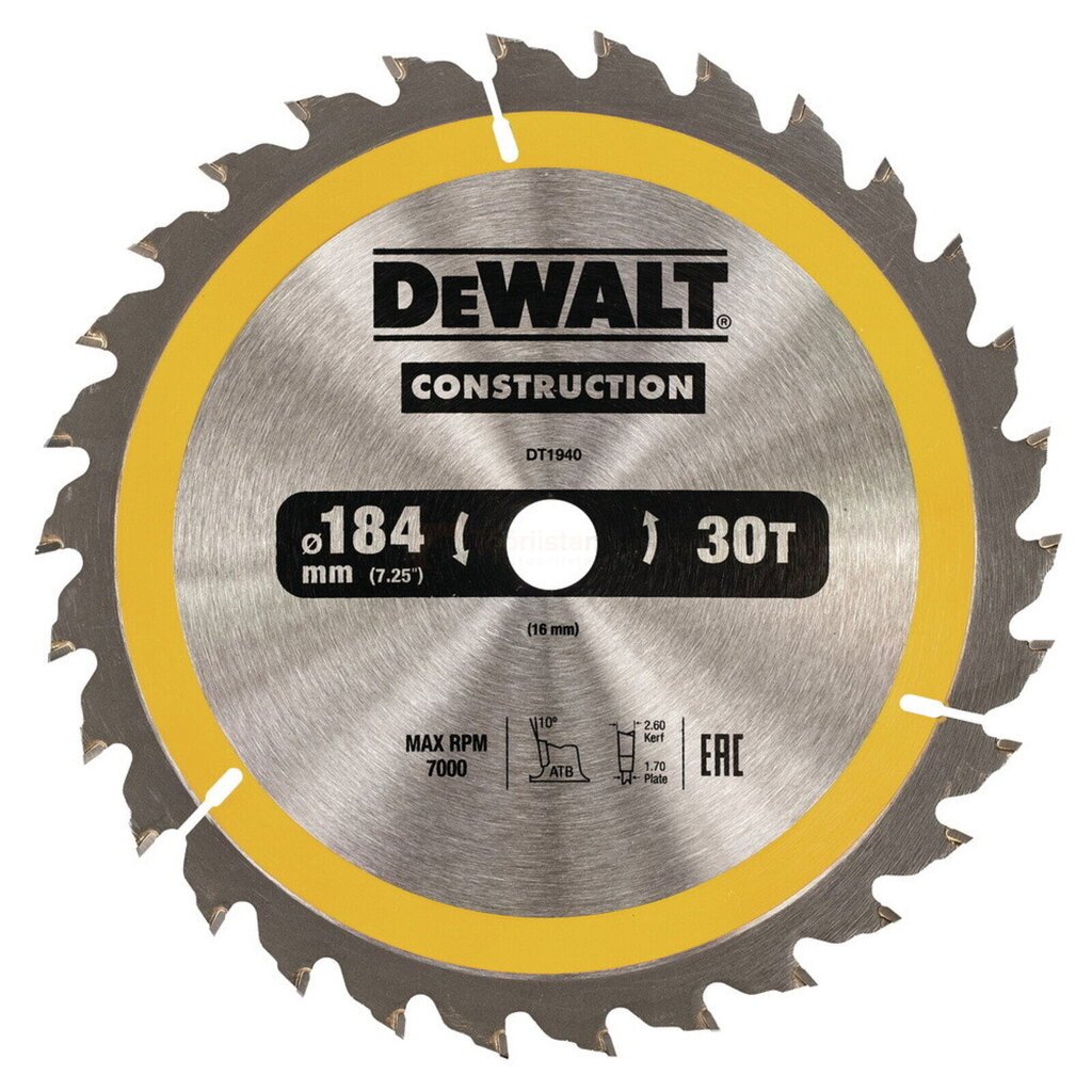 Saeketas DeWalt 184x16mmx30z - DT1940 hind ja info | Elektrilised saed, ketassaed ja tarvikud | hansapost.ee