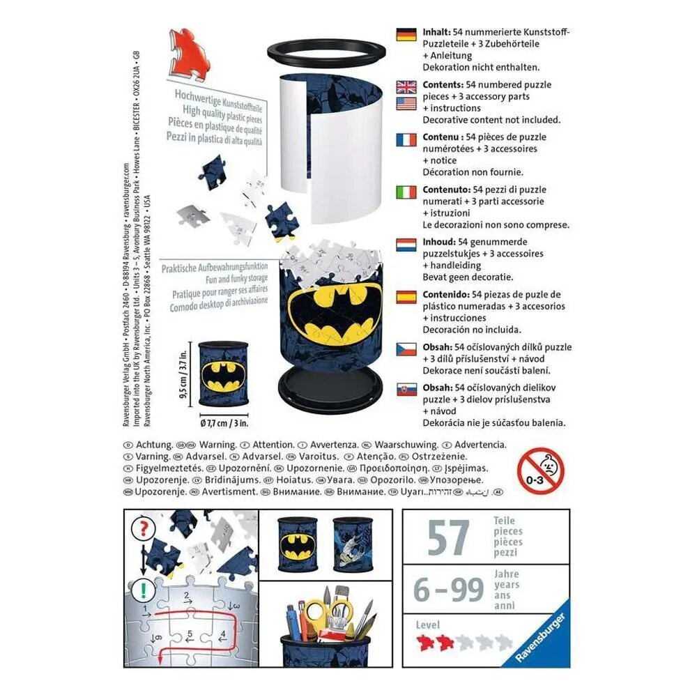 3D pusle/pliiats Ravensburger Batman, 54 tk цена и информация | Pusled lastele ja täiskasvanutele | hansapost.ee