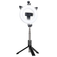 Палка для селфи со съёмным пультом дистанционного управления Bluetooth, штативом и кольцевой подсветкой — P40D-3, чёрная цена и информация | Моноподы для селфи («Selfie sticks») | hansapost.ee