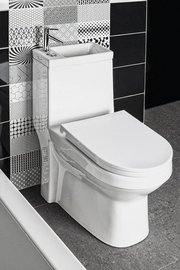 Kompaktne WC pott valamuga 36,5x78x72cm + soft-close kaas + kraan, universaalne äravool: vertikaalne või horisontaalne Hygie цена и информация | WС-potid | hansapost.ee