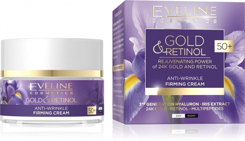 Pinguldav kreem kortsude vastu Eveline Gold & Retinol 50+, 50 ml hind ja info | Näokreemid | hansapost.ee