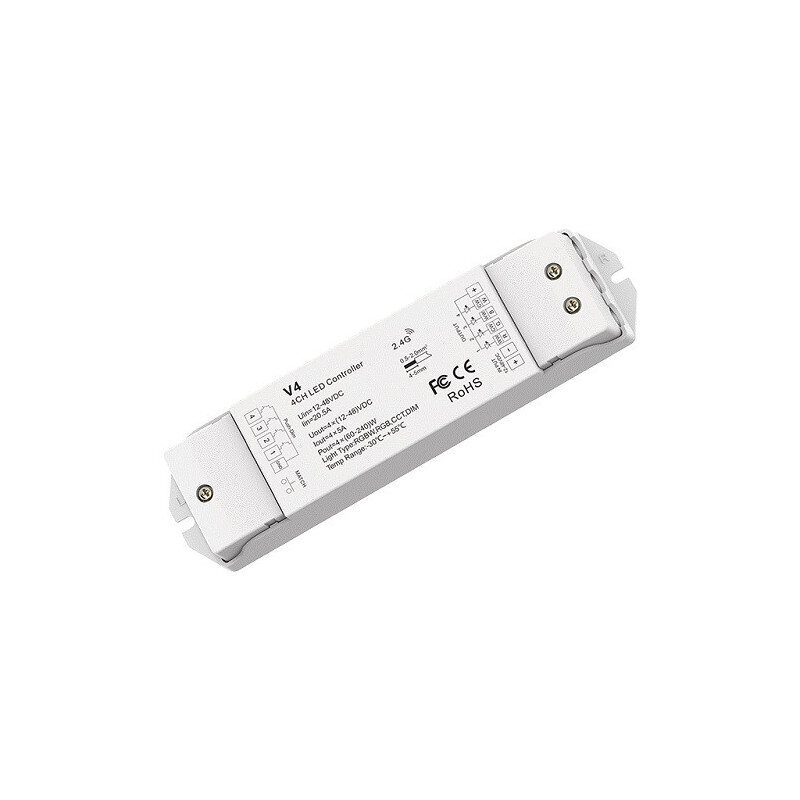 V4 püsipinge RGB/ RGBW/ CCT kontroller 12-48V, 4x5A, + Push DIM цена и информация | Valgusribad ja LED ribad | hansapost.ee