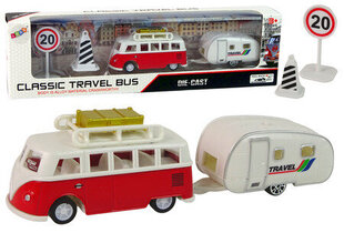 Buss koos matkaauto haagisega Lean Toys, punane hind ja info | Mänguasjad poistele | hansapost.ee