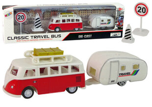 Buss koos matkaauto haagisega Lean Toys, punane hind ja info | Mänguasjad poistele | hansapost.ee